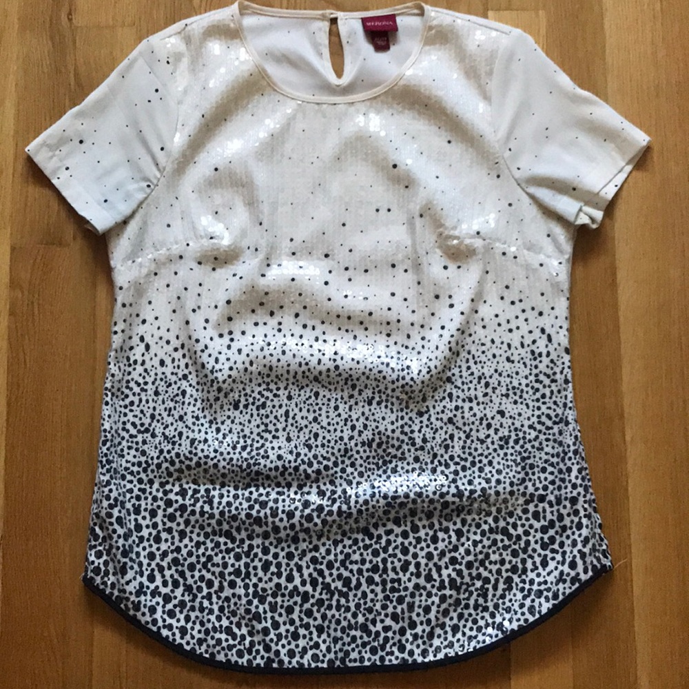Merona Sequined Front Short Sleeve Blouse -Size XS
